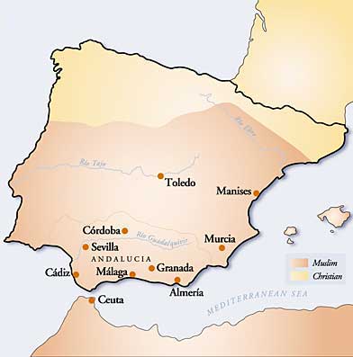 Map of the Muslim Settlement in Spain 8th - 11th c. / Mapa del &aacute;rea ocupada por los &aacute;rabes en Espa&ntilde;a siglos VIII-XI 